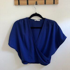 Zara bright blue batwing crop top